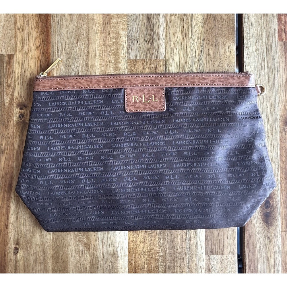 Lauren Ralph Lauren RLL Monogram Cosmetic Makeup Travel Bag For Purse Accessory